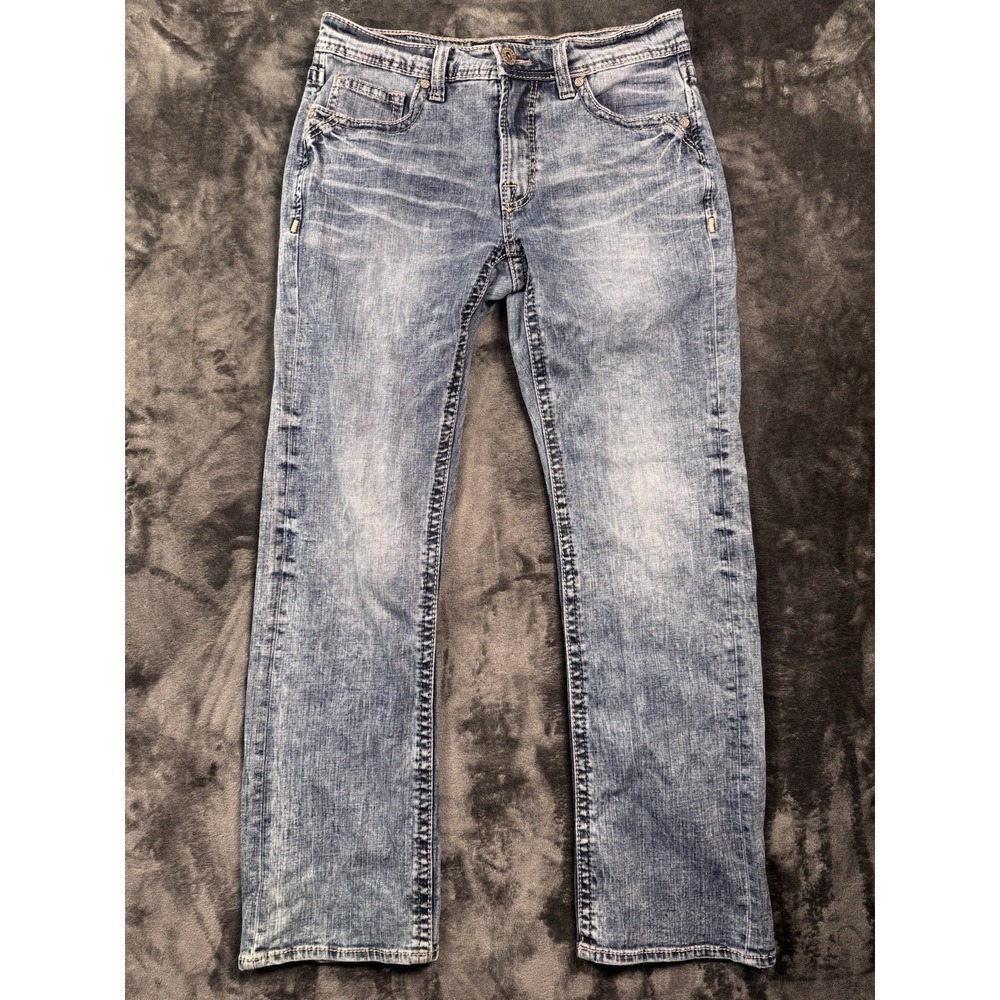 Salvage Supply Co Buckle Men's 34L Mayhem Bootcut Jeans Regular Fit Distressed